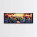 Autumn Forest Path, Colorful Fall Foliage Trail, Vibrant Nature Design, Framed Canvas Print, Cozy Hallway Art, Fall Living Room