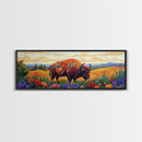 Bison Meadow, Wildflowers, Prairie Soul, Framed Canvas Print, Fall Wall Art, Western Decor, Rustic Living Room Art, Nature Art
