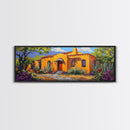 Desert Casa Art, Colorful Home, Cactus Painting, Framed Canvas Print, Vibrant Southwest Decor, Living Room Wall Art, Spanish Style Art