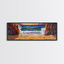 Seaside Cove, Ocean Escape, Beach Waves, Canvas Print, tropical coastal painting, vibrant ocean wall art, bathroom nautical print
