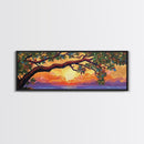 Tropical Tree Sunset, Ocean View Art, Island Vibes, Framed Canvas Print, Beach House Decor, Sunset Wall Art, Coastal Boho Art