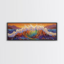 Rainbow Wave Splash, Ocean Energy Art, Vibrant Seascape, Framed Canvas Print, Coastal Living Room Decor, Surf Beach Wall Art, Boho Style