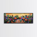 Cactus Garden Bloom, Southwest Succulent Art, Bright Floral Desert Scene, Framed Canvas Print, Kitchen Wall Art, Boho Botanical Decor
