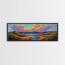 Serene River Sunset, Colorful Landscape Reflection, Nature Wall Scene, Framed Canvas Print, Bedroom Wall Art, Calming Scenic Artwork
