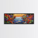 Autumn River Glow, Fall Leaf Reflections, Vibrant Nature Scene, Framed Canvas Print, Rustic Wall Art, Entryway or Dining Room Decor
