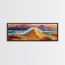 Desert Dunes, Ocean Splash, Sunset Mountains, Fall Tones Framed Canvas Print, Living Room Wall Art, Southwest Colorful Art