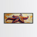 Starfish Pattern, Bold Beach, Ocean Life, Framed Canvas Print, Coastal Bathroom Wall Art, Nautical Boho Decor, Summer Ocean Style