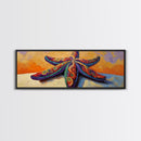 Starfish Art, Coastal Decor, Ocean Sunset, Framed Canvas Print, Vibrant Sea Life, Beach House Wall Art, Tropical Boho Style