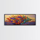 Rainbow Leaf, Nature Abstract, Coastal Breeze, Vibrant Palette, Framed Canvas Print, boho beach decor, colorful fall wall art, living room accent