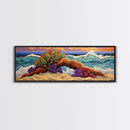 Driftwood Coast, Colorful Ocean, Beach Nature, Framed Canvas Print, Coastal Wall Art, Tropical Living Room Decor, Surreal Seascape Art