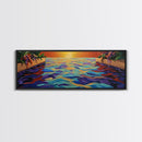 Sunset Infinity Pool, Tropical Water Reflection, Vibrant Resort View, Canvas Print, Bathroom Wall Art, Dreamy Landscape, Modern Art
