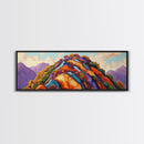 Painted Mountains, Autumn Hills, Desert Landscape, Bold Colors, Framed Canvas Print, Hallway Art, Vibrant Nature Decor, Western Style