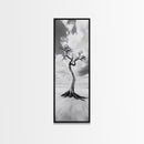 Solitary Tree, Beach Art, Surreal Landscape, Moody Wall Decor, Framed Canvas Print, Meditation Room Art, Monochrome Nature Style