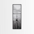 Pipeline Perspective, Industrial Seascape, Grunge Aesthetic, Framed Canvas Print, Coastal industrial art, Minimalist hallway decor, Monochrome print