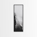 Foggy Cliffs, Ocean Shoreline, Monochrome Beach, Canvas Print, Black and white beach art, Coastal minimalist hallway decor, Modern seascape gift