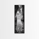Ocean Cave, Tranquil Waters, Cloudy Sky, Coastal Wall Art, Canvas Print, Black and White Nature Decor, Modern Beach House Wall Art