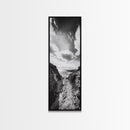 Cliffside Horizon, Beach Escape, Black and White Nature, Framed Canvas Print, Coastal Wall Art, Entryway Decor, Minimalist Aesthetic
