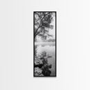 Misty Lake, Tree Reflection, Tranquil Morning, Framed Canvas Print, Bedroom Wall Art, Serene Nature Photography, Minimalist Art Style