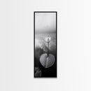 Minimalist Lotus, Zen Flower, Misty Pond, Tranquil Nature, Monochrome Botanical Framed Canvas Print, Bedroom Meditation Wall Decor
