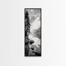 Mountain Lake Peace, Still Water View, Nature Escape, Framed Canvas Print, Living Room Wall Art, Nordic Cabin Decor, Minimal Landscape