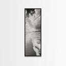 Beach Horizon, Ocean Calm, Foamy Shore, Black White Coastal Art, Canvas Print, Bathroom Decor, Peaceful Coastal Minimalist Style