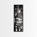 Sunlight Tree, Autumn Glow, Nature Shadowplay, Black White Forest Scene, Canvas Print, Fall Living Room Art, Boho Earthy Wall Decor