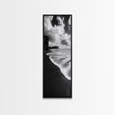 Shoreline Edge, Ocean Waves, Coastal Horizon, Framed Canvas Print, Black and White Beach Art, Bathroom Art, Entryway Wall Decor