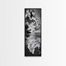 Rocky Coastline, Ocean Foam, Sunset Glow, Framed Canvas Print, Nautical Wall Art, Beach House Decor, Moody Seascape Photography