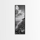 Pebble Beach, Gentle Waves, Coastal Calm, Framed Canvas Print, Minimalist Bathroom Wall Art, Nature Texture Decor, Seaside Zen, Office Wall Art