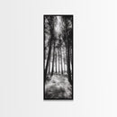 Pine Forest Glow, Woodland Landscape, Monochrome Nature, Boho Style, Framed Canvas Print, Entryway Print, Living Room Wall Art, Game Room Art