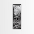 Rustic Cabin, Mountain Retreat, Forest Escape, Framed Canvas Print, Fall Nature Art, Cozy Lodge Decor, Bedroom or Den Wall Piece