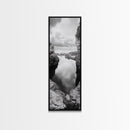 Tide Pool, Coastal Reflection, Tranquil Cove, Cloudy Sky, Framed Canvas Print Zen Bathroom Art, Minimalist Nature Wall Decor, Neutral Modern Style