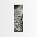 Rocky Coast Path, Serene Ocean View, Minimalist Nature, Framed Canvas Print, Neutral Tones, Beach Art, Hallway Wall Decor, Coastal Home Vibe