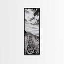 Beach Tapestry, Peaceful Shoreline, Boho Coastal, Framed Canvas Print, Yoga Room Wall Art, Neutral Beach Decor, Relaxing Home Vibe