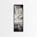 Marshland Pathway, Coastal Grassland Art, Nature Wall Decor, Calm Landscape Style, Framed Canvas Print, Neutral Tones Minimalist