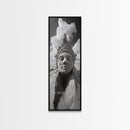 Sand Face Sculpture, Surreal Beach Art, Dreamy Zen Vibe, Boho Bedroom Decor, Framed Canvas Print, Spiritual Minimalist Wall Style