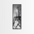 Haunting Tree Silhouettes, Forest Edge, Black White Nature, Desert Trees, Framed Canvas Print, Fall Art, Living Room Wall Art
