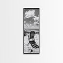 Seaside Chair View, Coastal Calm, Ocean Horizon, Beach Serenity, Framed Canvas Print, Living Room Wall Art, Relaxing Summer Vibe