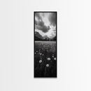 Wildflower Field, Alpine Meadow, Mountain Backdrop, Nature Print, Serene View, Framed Canvas Print, Living Room Wall Art, Rustic Farmhouse Decor