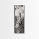 Rural Path, Weathered Stone, Grassy Trail, Framed Canvas Print, Rustic Nature Wall Art, Minimalist Entryway Decor, Autumn Landscape Art