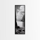 Fjord Mountain Lake, Scenic Nordic Landscape, Tranquil Nature Print, Minimalist Wall Art, Bedroom Decor, Framed Canvas Print