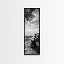 Lakeside Bench View, Peaceful Nature Scene, Tranquil Reflection Print, Minimalist Wall Decor, Zen Office Art, Framed Canvas Print