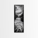 Wild River Path, Nature Wall Decor, Adventure Landscape, Monochrome Rapids, Framed Canvas Print, Rustic Living Room Wall Art, Moody Photography
