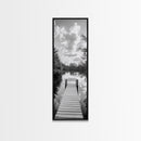 Forest Trail, Ocean View, Moody Trees, Pacific Coast Path, Framed Canvas Print, Cabin Entryway Art, Rustic Adventure Wall Decor
