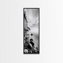 Rocky Shoreline, Coastal Calm, Seaside Mist, Canvas Print, Black White Minimalist Wall Art, Serene Bedroom or Bathroom Decor