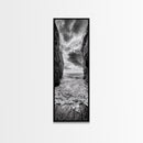 Ocean Gap, Cliffside Horizon, Black White Waves, Framed Canvas Print, Modern Coastal Wall Art, Nautical Living Room Decor,  Nature Decor