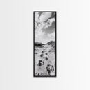 Sandy Trail, Dune Path, Footprints Grass, Canvas Print, Fall Coastal Decor, Boho Entryway Art, Black and White Beach Landscape