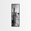Rocky Shoreline, Barbed Wire, Coastal Minimalism, Rugged Texture, Natural Barrier, Framed Canvas Print, Hallway Wall Art, Industrial Rustic Style
