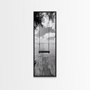 Lakeside Swing Stillness, Serene Water View Print, Peaceful Dock Photography, Canvas Print, Tranquil Bedroom or Office Wall Art