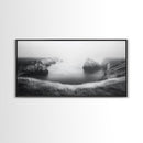 Serene Fog Cliffs, Dreamy Coastline, Soft Light Seascape, Canvas Print, Tranquil Bedroom Wall Art, Minimal Nature Photography